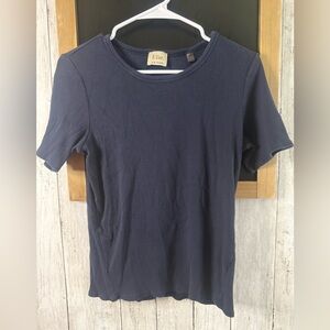 ELIE BY ELIE TAHARI WOMENS NAVY T-SHIRT - SIZE MEDIUM- $48 VALUE 119